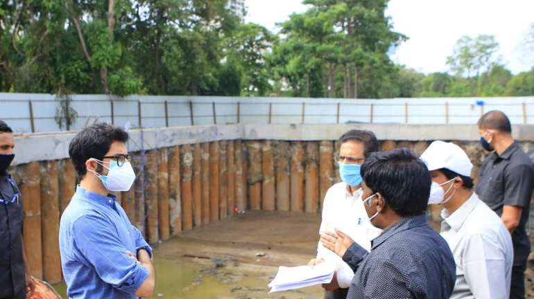 Ahead of monsoons, Aaditya Thackeray inspects developmental work of the underground tanks in Mumbai Ahead of monsoons, Aaditya Thackeray inspects developmental work of the underground tanks in Mumbai