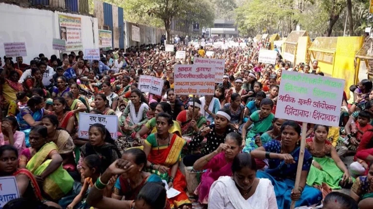 Thousands of Adivasis gather to protest in Bandra against deforestation and issuing of caste certificates Thousands of Adivasis gather to protest in Bandra against deforestation and issuing of caste certificates