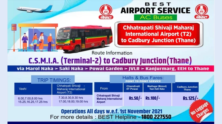 BEST starts new e-AC bus services from Mumbai Airport to Thane