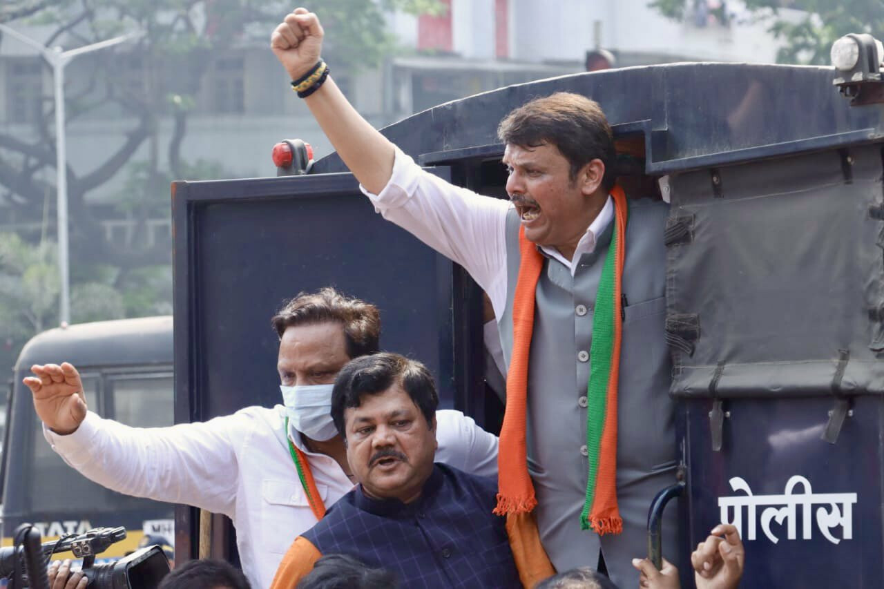 Mumbai: BJP Workers Protest Demanding Nawab Malik’s Resignation