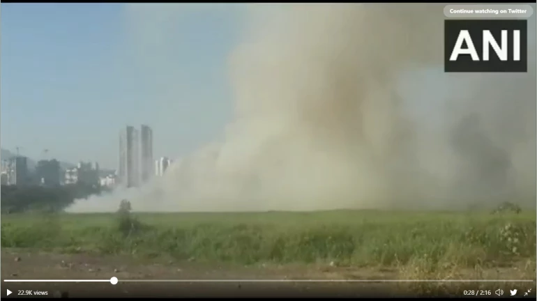 Massive fire broke out near Kanjurmarg metro car shed in Mumbai Massive fire broke out near Kanjurmarg metro car shed in Mumbai