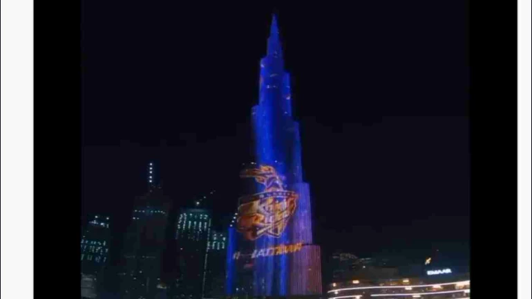 Ahead of Mumbai Indians V/s Kolkata Kinght Riders Clash, Burj Khalifa lights up in KKR colours