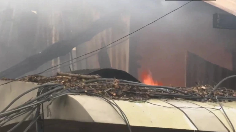 Mumbai: Level 2 fire breaks out in a wood godown at Byculla Market