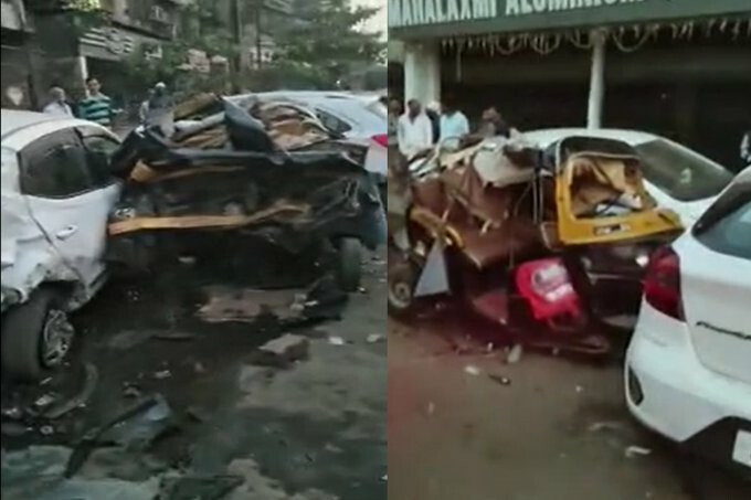 उल्हासनगर में नशे में धुत ड्राइवर ने 6-7 गाड़ियों को ठोका