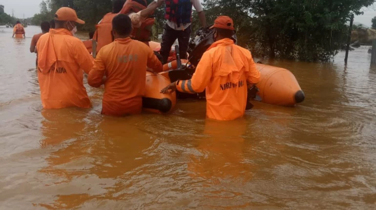 महाराष्ट्र के कई जिलों में बाढ़ की स्थिति, NDRF बचाव कार्य में जुटी महाराष्ट्र के कई जिलों में बाढ़ की स्थिति, NDRF बचाव कार्य में जुटी