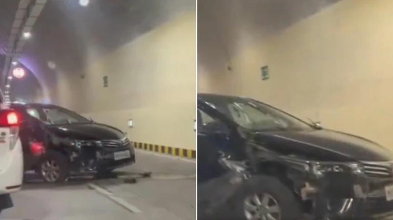 कोस्टल रोडवर पहिला अपघात, व्हिडिओ व्हायरल कोस्टल रोडवर पहिला अपघात, व्हिडिओ व्हायरल