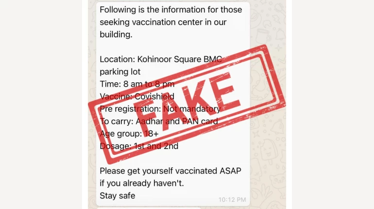 BMC Warns Citizens Against Online Messages Offering Info on Vaccination Centres in their Buildings