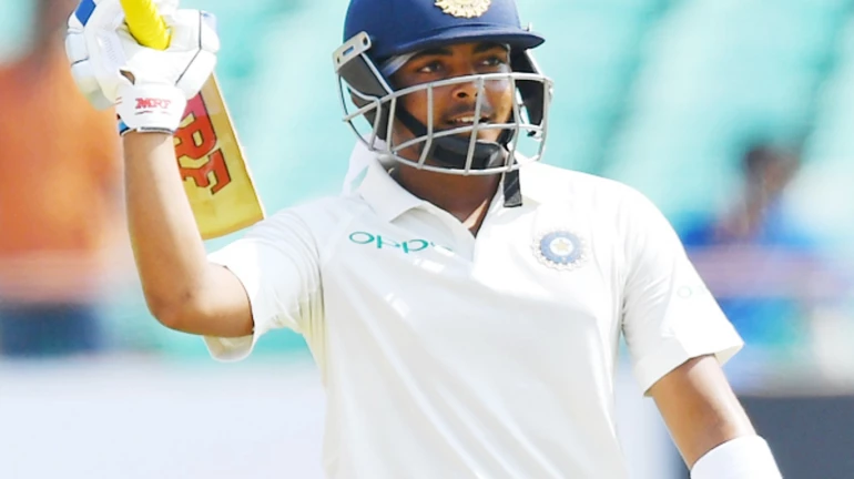 Prithvi Shaw scores his maiden century on Test debut against West Indies in Rajkot