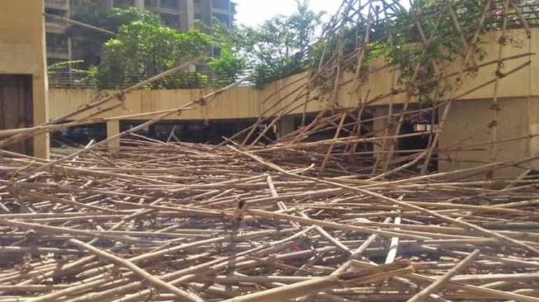 Seven workers suffer injuries after falling down from an old scaffolding in Thane