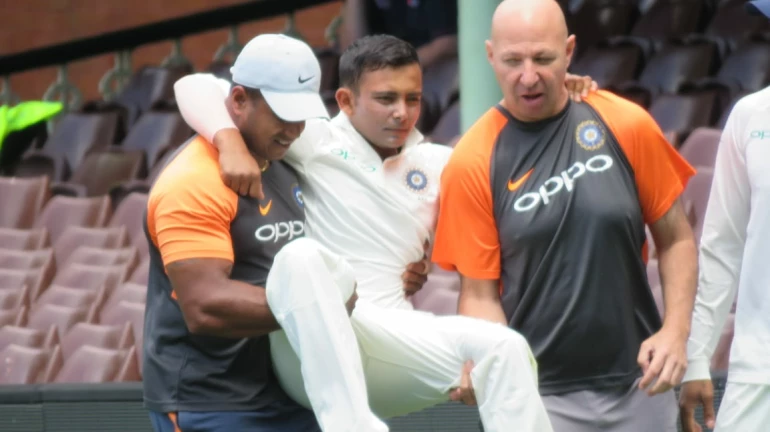 Prithvi Shaw injured; will miss the first Test match against Australia Prithvi Shaw injured; will miss the first Test match against Australia