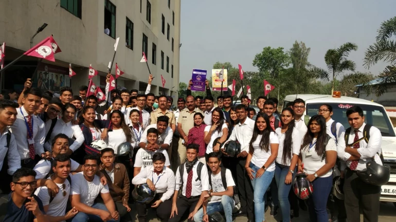 ITM IHM students participate in a bike rally to spread awareness about road safety