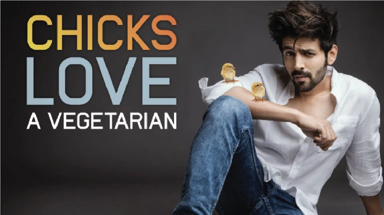 Kartik Aaryan collaborates with Peta India for 'Chicks Love a Vegetarian' campaign Kartik Aaryan collaborates with Peta India for 'Chicks Love a Vegetarian' campaign