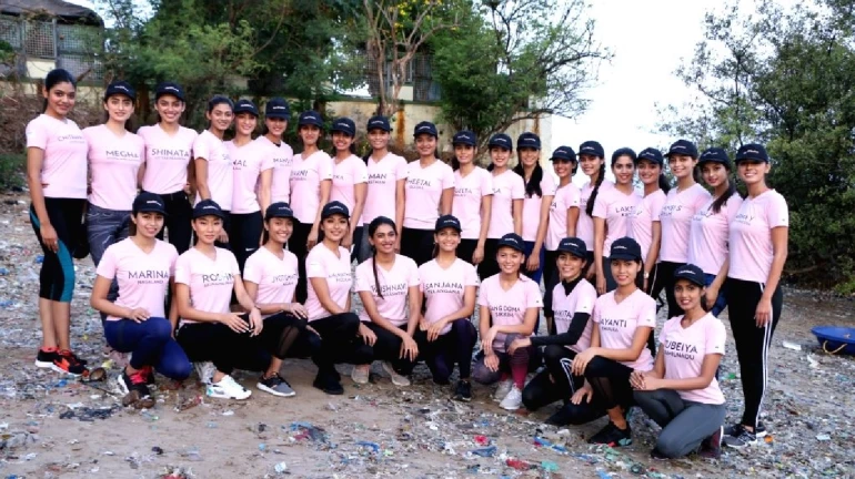 State winners of Miss India 2019 join hands with Afroz Shah for beach cleaning activity State winners of Miss India 2019 join hands with Afroz Shah for beach cleaning activity