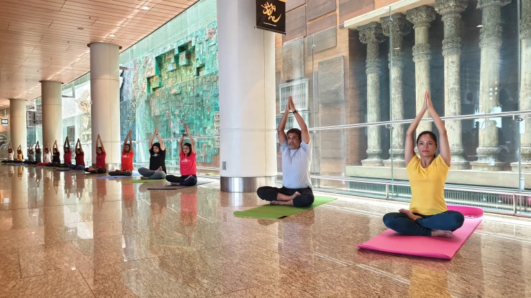 Mumbai International Airport Revives Indian Culture And Art Through Yoga By The Art Wall Mumbai International Airport Revives Indian Culture And Art Through Yoga By The Art Wall