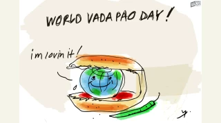 Cartoon on world vada pav day famous mumbai street food | वर्ल्ड वड़ा पाव डे