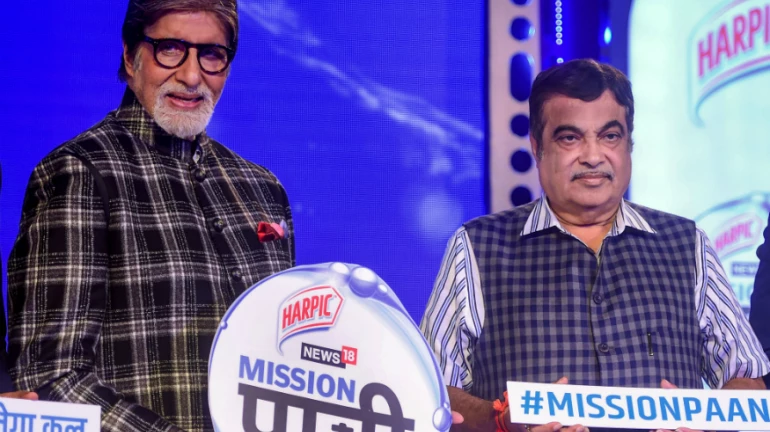 Amitabh Bachchan, Union Minister Nitin Gadkari, Reckitt Benckiser and Network 18 Launch 'Mission Paani'