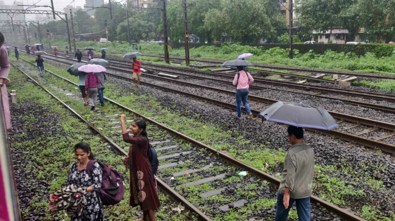 मुसळधार पावसामुळं रेल्वे सेवेला ब्रेक मुसळधार पावसामुळं रेल्वे सेवेला ब्रेक