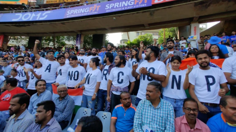 Mumbai students stage anti-CAA protest during the India-Australia ODI Mumbai students stage anti-CAA protest during the India-Australia ODI