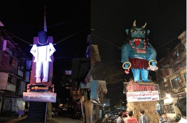 वरळीत कोरोनासूर आणि हिंगणघाट आरोपीच्या प्रतिकृतीचं दहन