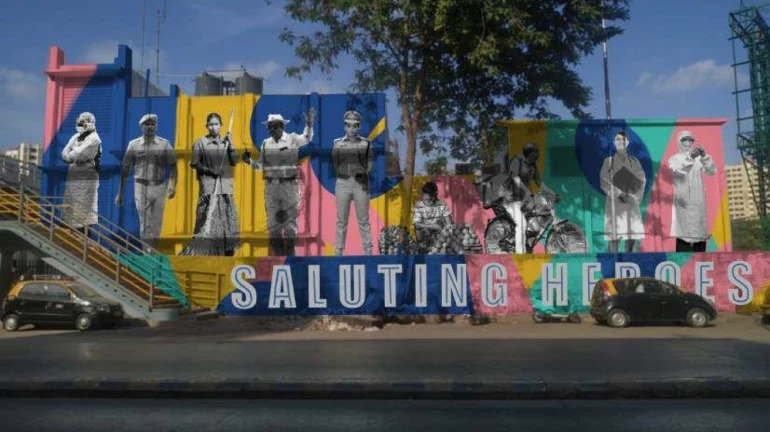Mahim railway station beautified with frontline warriors' murals Mahim railway station beautified with frontline warriors' murals