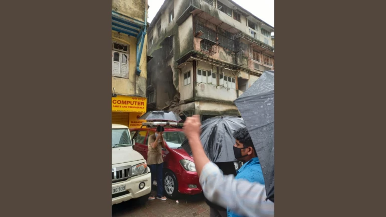 Part of a dilapidated building collapses at Grant Road