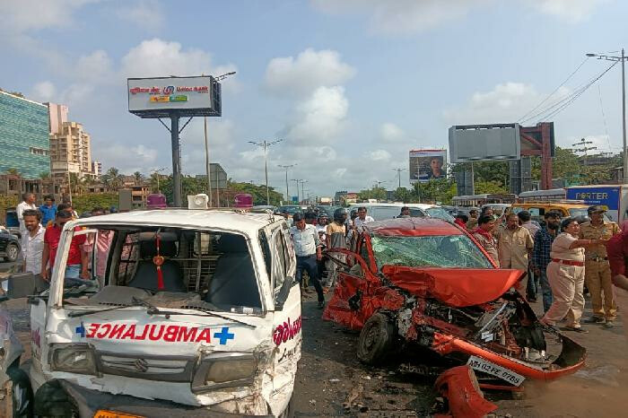 खेरवाड़ी हाईवे पर हादसा, एंबुलेंस और गाड़ियों की भिड़ंत