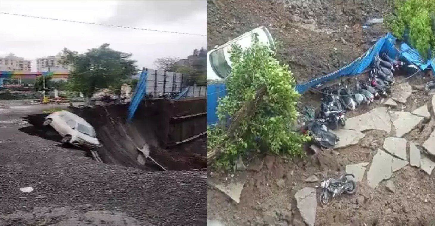 चेंबूरमध्ये लँडस्लाईड, २५ फूट खोल खड्ड्यात वाहनं कोसळली