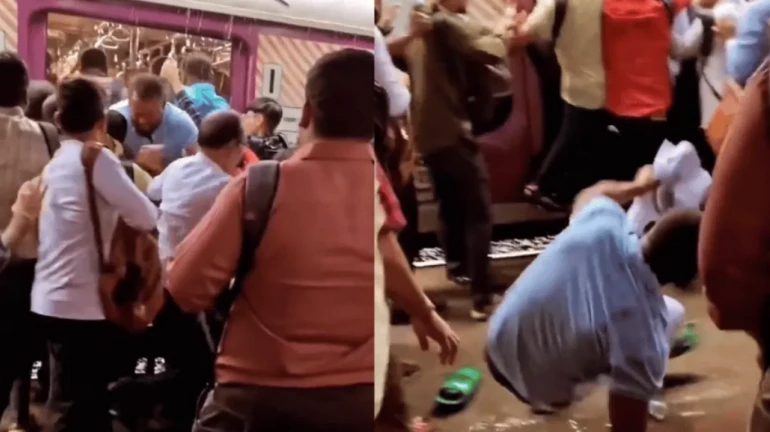 Mumbai Local News: Man falls off from overcrowded train while attempting to get down Mumbai Local News: Man falls off from overcrowded train while attempting to get down