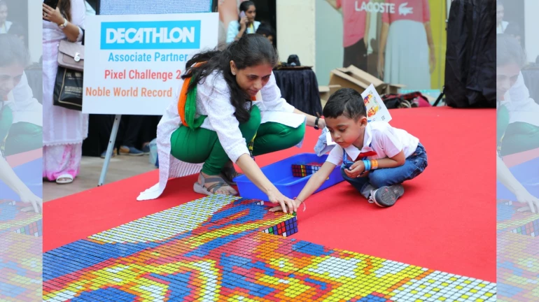 Mumbai: 4-year-old boy makes World Record for mosaic art with 2000 Rubik’s cubes