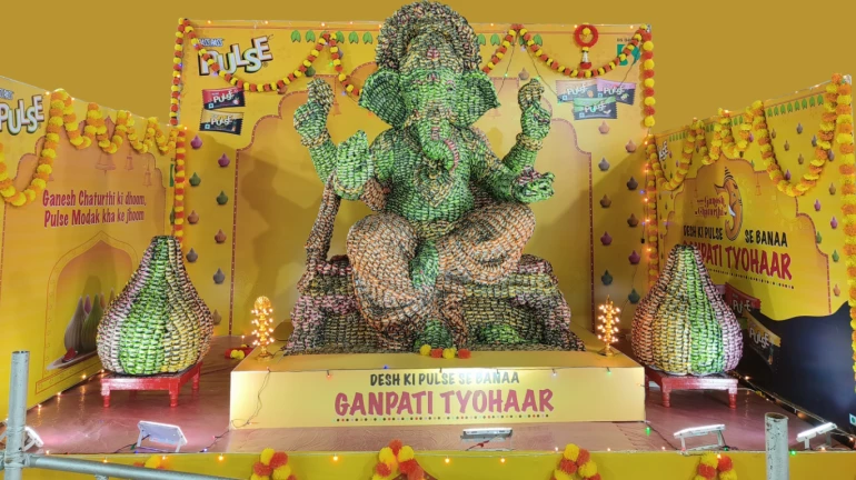 Mumbai: Distinctive ‘Pulse Candy’ Ganesh Idol Installed In Lalbaugcha Raja Pandal Mumbai: Distinctive ‘Pulse Candy’ Ganesh Idol Installed In Lalbaugcha Raja Pandal