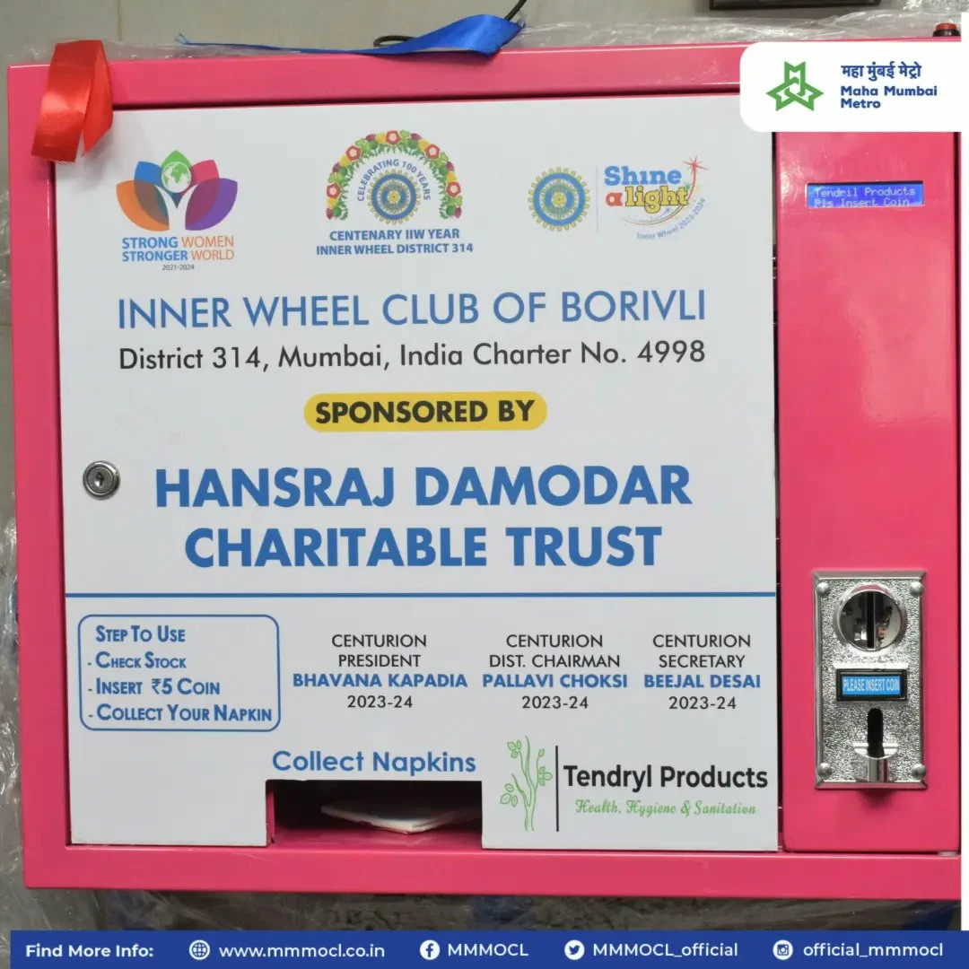 Mumbai Sanitary Napkin Vending Machines installed at Metro Stations