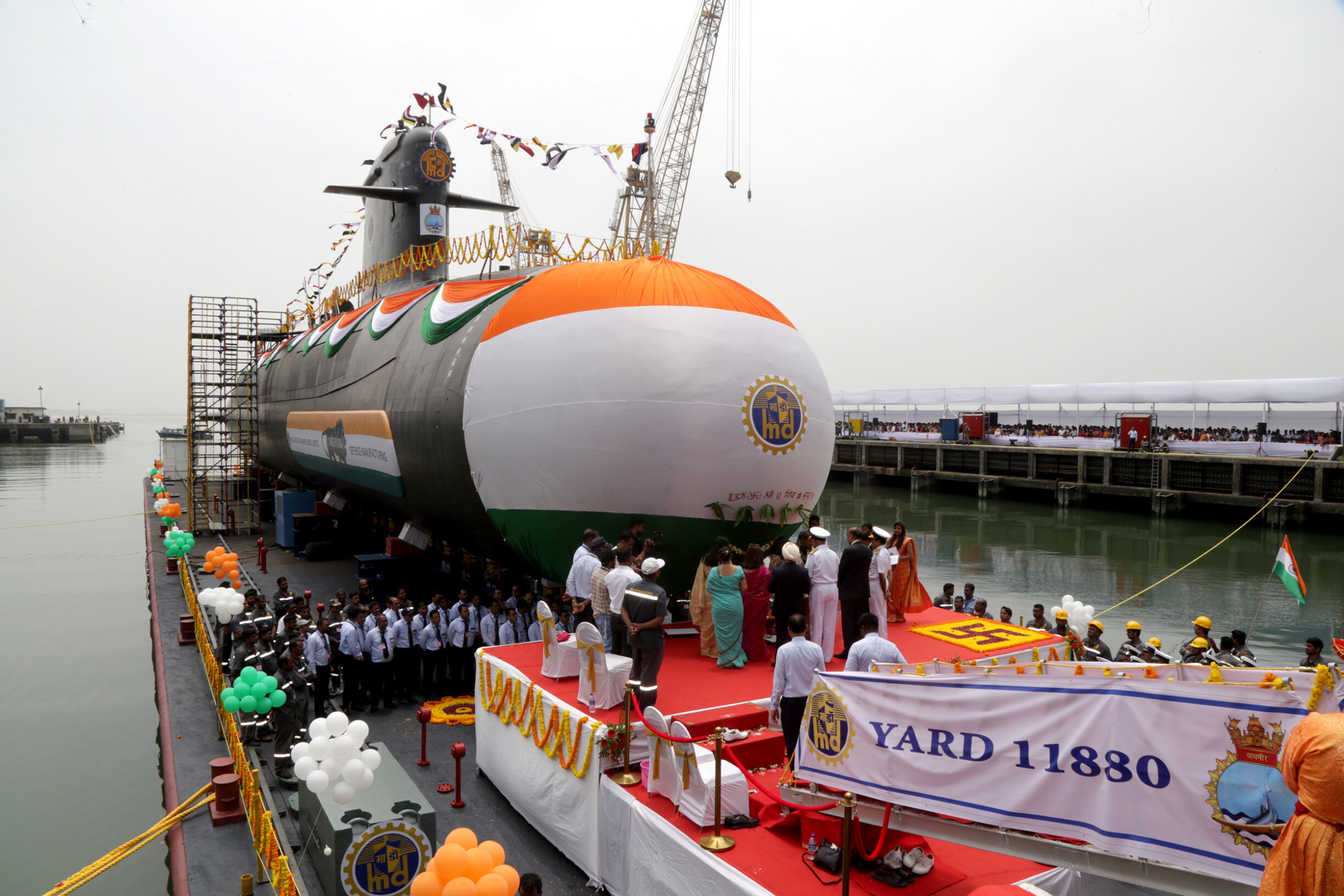 Last submarine of the Indian Navy’s Kalvari class submarines 'Vagsheer' launched in Mumbai