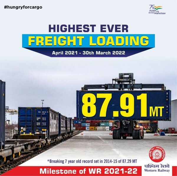 Breaking its 7-yr-old record, WR Achieves Milestone Of Highest Freight Loading In 2021-22