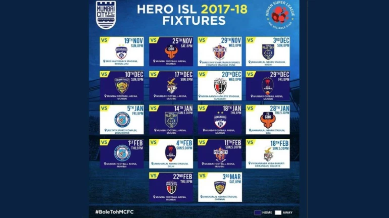 ISL 17-18 fixtures out; Mumbai City FC face Bengaluru FC in the first game 