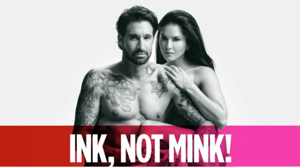Sunny Leone and Daniel Weber promote PETA's 'Ink, Not Mink' campaign