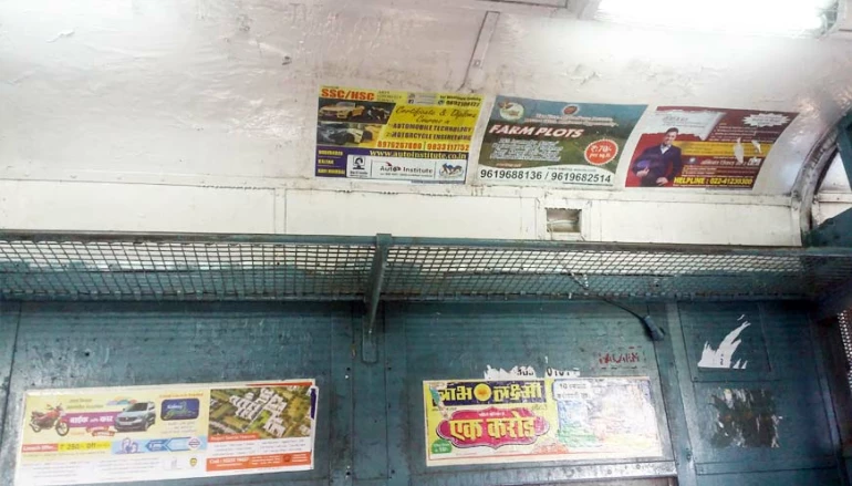 Posters defacing railway compartments