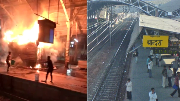 वांद्र्याच्या प्लॅटफॉर्म ४वर पहाटे लागली आग, व्हिडिओ व्हायरल