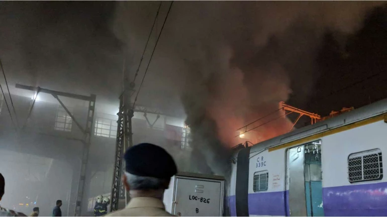 CR services hit, Thane-bound train catches fire