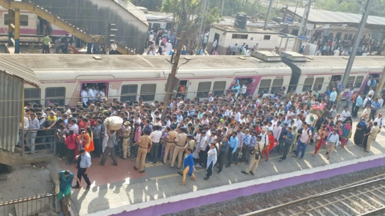 Railway Security Force personnel deployed at Dombivali railway station to prevent rioting