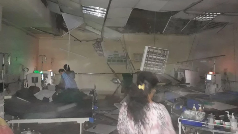Two patients hurt as part of the false ceiling collapses in KEM Hospital's dialysis department