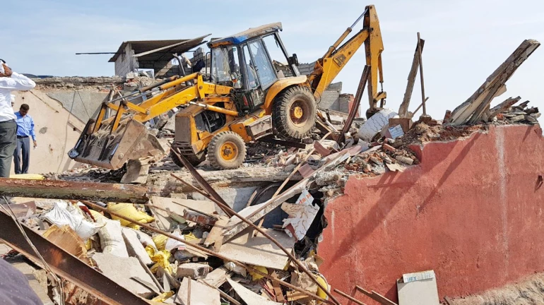 Mumbai: Unauthorised constructions in Benefit Business House, Lower Parel, demolished Mumbai: Unauthorised constructions in Benefit Business House, Lower Parel, demolished
