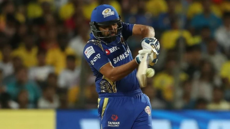 Rohit Sharma smashes a ball out of the park as it hits a moving bus