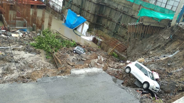वडाला में इमारत की दीवार गिरी, कई गाड़ियों को पहुंचा नुकसान