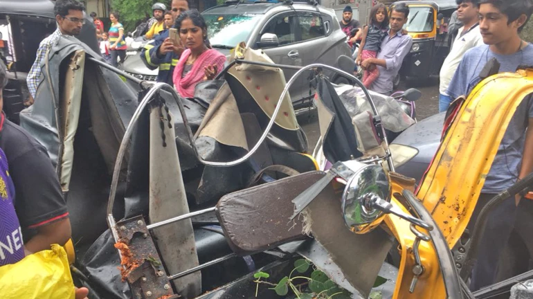 One dies as a tree branch falls on a running auto rickshaw
